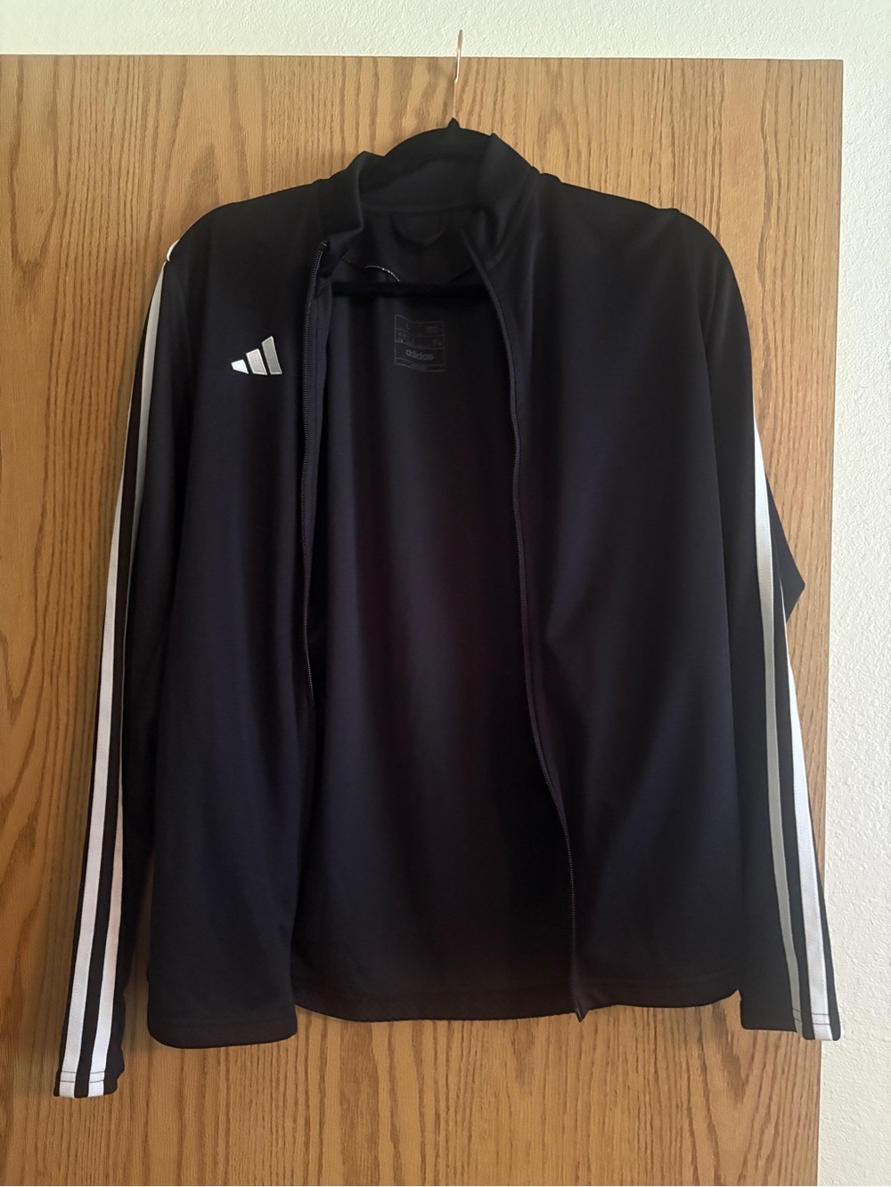 adidas Black Slim Fit Jacket with White Logo Print